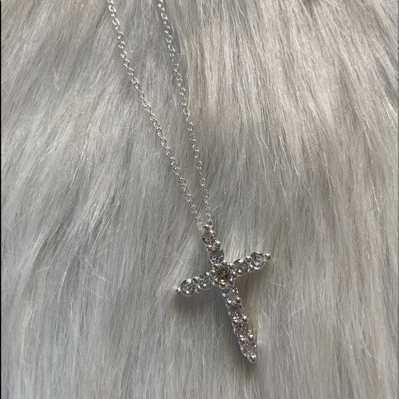 .925 Sterling Silver Crystal Cross - Picture 4 of 5